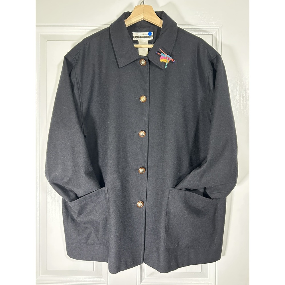 Vintage Jacobsons Womens Wool Coat Size 24 Black Pockets‎ Lagenlook Style